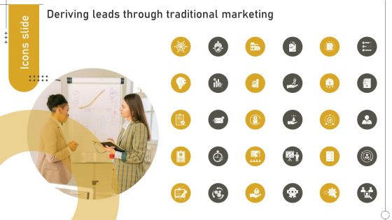 Icons Slide Deriving Leads Through Traditional Marketing Slides PDF