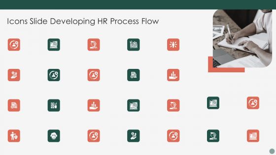 Icons Slide Developing HR Process Flow Graphics PDF