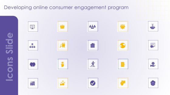 Icons Slide Developing Online Consumer Engagement Program Topics PDF
