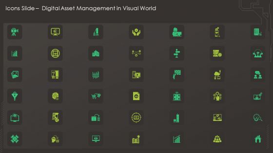 Icons Slide Digital Asset Management In Visual World Slides PDF