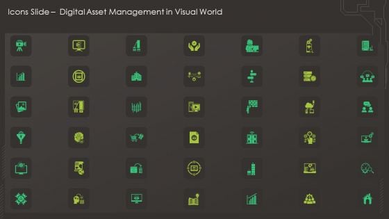 Icons Slide Digital Asset Management In Visual World Slides PDF