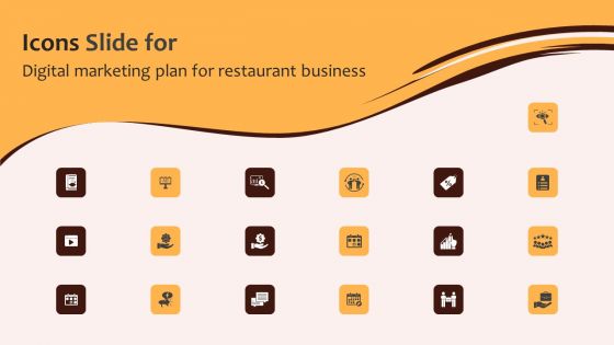 Icons Slide Digital Marketing Plan For Restaurant Business Brochure PDF