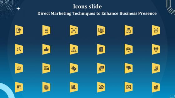 Icons Slide Direct Marketing Techniques To Enhance Business Presence Pictures PDF