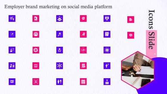 Icons Slide Employer Brand Marketing On Social Media Platform Graphics PDF