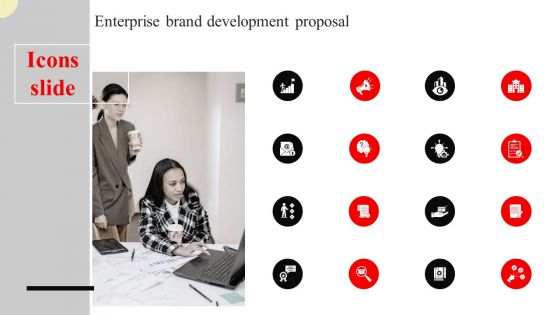 Icons Slide Enterprise Brand Development Proposal Demonstration PDF