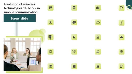 Icons Slide Evolution Of Wireless Technologies 1G To 5G In Mobile Communication Guidelines PDF