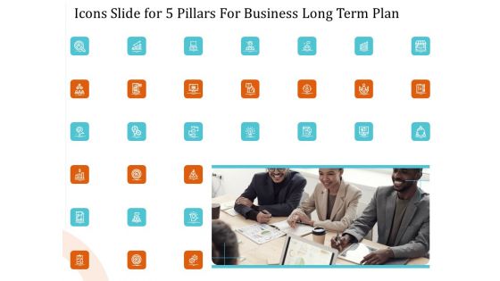 Icons Slide For 5 Pillars For Business Long Term Plan Clipart PDF