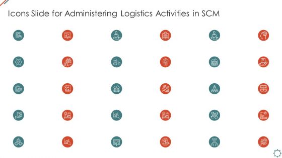 Icons Slide For Administering Logistics Activities In Scm Diagrams PDF