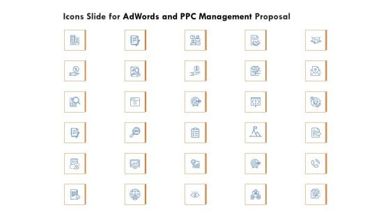 Icons Slide For Adwords And PPC Management Proposal Sample PDF