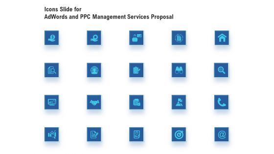 Icons Slide For Adwords And PPC Management Services Proposal Graphics PDF