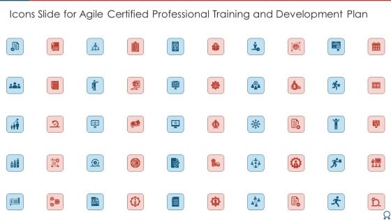 Icons Slide For Agile Certified Professional Training And Development Plan Background PDF