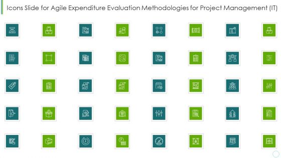 Icons Slide For Agile Expenditure Evaluation Methodologies For Project Management IT Topics PDF