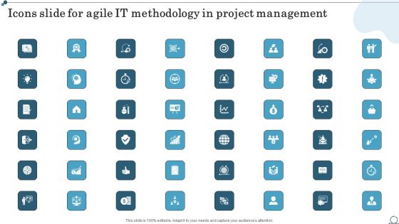 Icons Slide For Agile IT Methodology In Project Management Introduction PDF