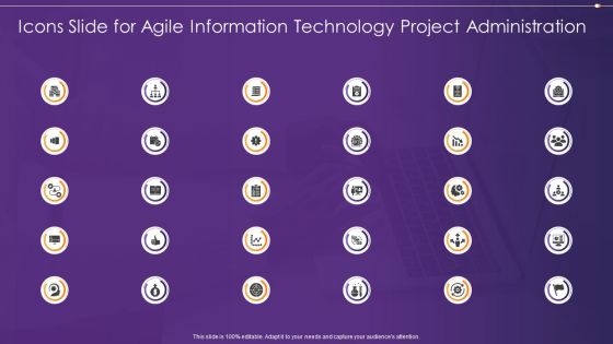 Icons Slide For Agile Information Technology Project Administration Diagrams PDF