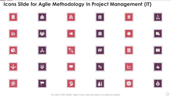 Icons Slide For Agile Methodology In Project Management IT Demonstration PDF