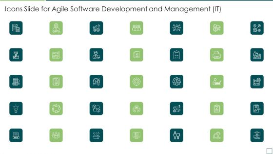 Icons Slide For Agile Software Development And Management IT Portrait PDF