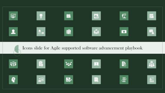 Icons Slide For Agile Supported Software Advancement Playbook Infographics PDF