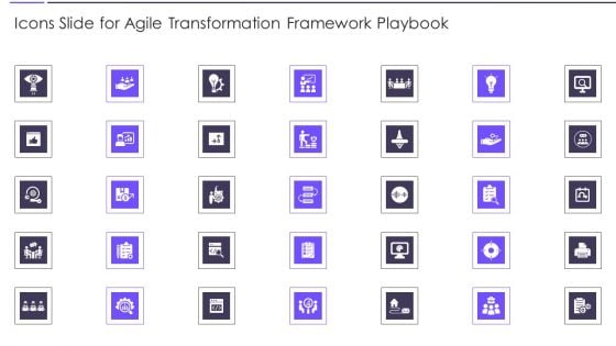 Icons Slide For Agile Transformation Framework Playbook Elements PDF