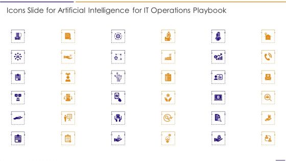 Icons Slide For Artificial Intelligence For IT Operations Playbook Formats PDF