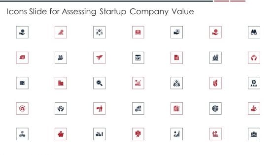 Icons Slide For Assessing Startup Company Value Structure PDF