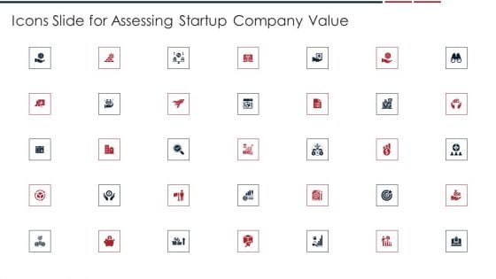 Icons Slide For Assessing Startup Company Value Structure PDF