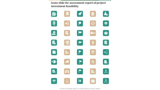 Icons Slide For Assessment Report Of Project Investment Feasibility One Pager Sample Example Document