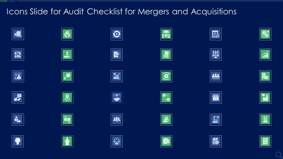 Icons Slide For Audit Checklist For Mergers And Acquisitions Elements PDF