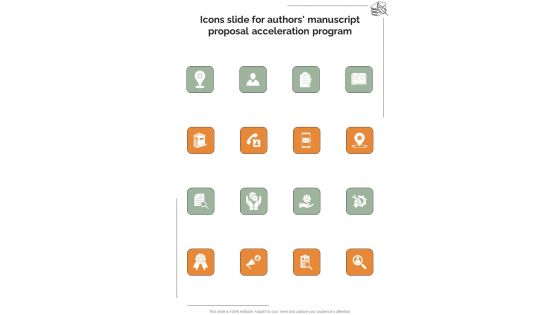 Icons Slide For Authors Manuscript Proposal Acceleration Program One Pager Sample Example Document