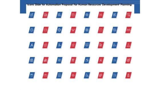 Icons Slide For Automation Proposal For Human Resources Development Planning Ppt PowerPoint Presentation Infographics Deck PDF
