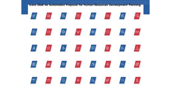 Icons Slide For Automation Proposal For Human Resources Development Planning Ppt PowerPoint Presentation Infographics Deck PDF