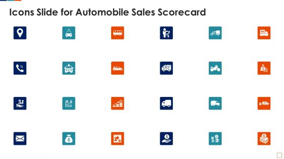 Icons Slide For Automobile Sales Scorecard Ppt PowerPoint Presentation Gallery Clipart Images PDF