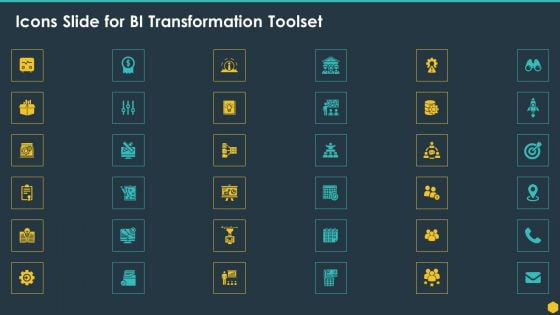 Icons Slide For BI Transformation Toolset Ideas PDF