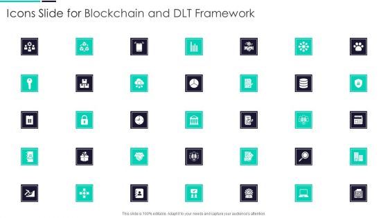 Icons Slide For Blockchain And DLT Framework Ppt PowerPoint Presentation Gallery Guidelines PDF