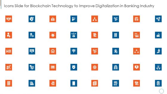 Icons Slide For Blockchain Technology To Improve Digitalization In Banking Industry Sample PDF