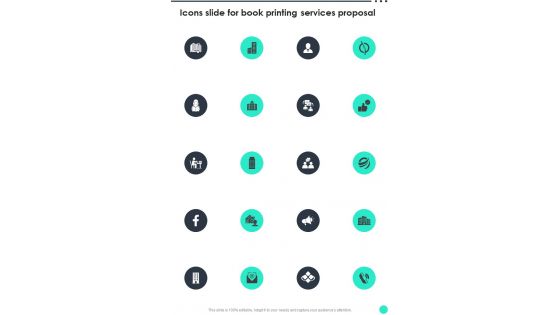 Icons Slide For Book Printing Services Proposal One Pager Sample Example Document Icons Slide For Book Printing Services Proposal One Pager Sample Example Document