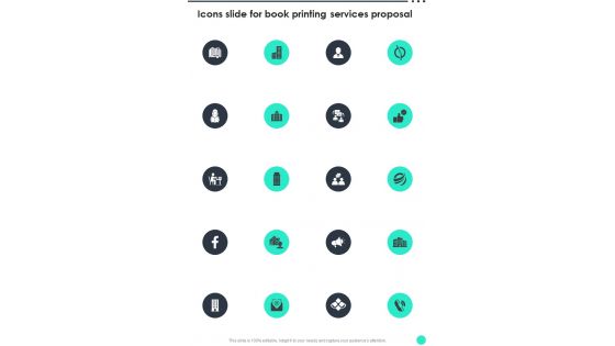 Icons Slide For Book Printing Services Proposal One Pager Sample Example Document