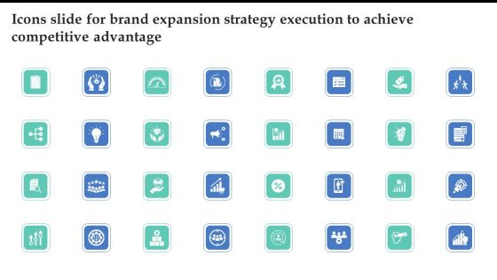 Icons Slide For Brand Expansion Strategy Execution To Achieve Competitive Advantage Infographics PDF