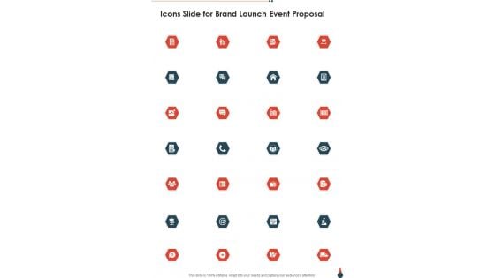 Icons Slide For Brand Launch Event Proposal One Pager Sample Example Document Icons Slide For Brand Launch Event Proposal One Pager Sample Example Document
