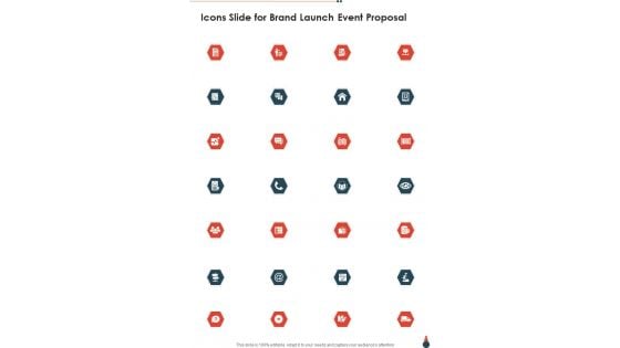 Icons Slide For Brand Launch Event Proposal One Pager Sample Example Document