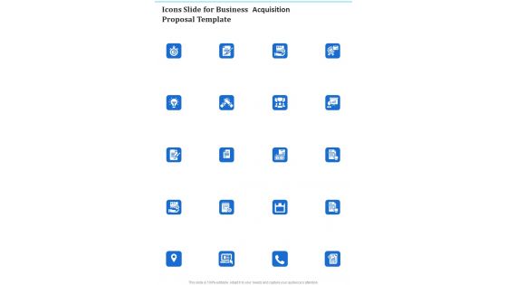 Icons Slide For Business Acquisition Proposal Template One Pager Sample Example Document Icons Slide For Business Acquisition Proposal Template One Pager Sample Example Document