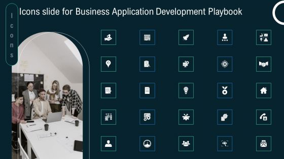 Icons Slide For Business Application Development Playbook Diagrams PDF