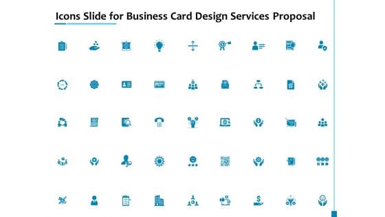 Icons Slide For Business Card Design Services Proposal Professional PDF