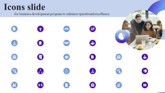 Icons Slide For Business Development Program To Enhance Operational Excellence Icons PDF