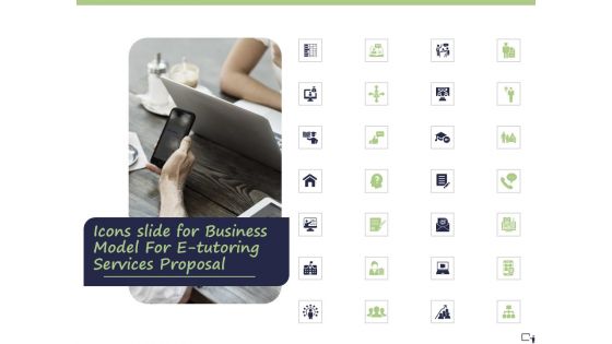 Icons Slide For Business Model For E Tutoring Services Proposal Diagrams PDF