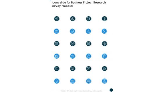 Icons Slide For Business Project Research Survey Proposal One Pager Sample Example Document