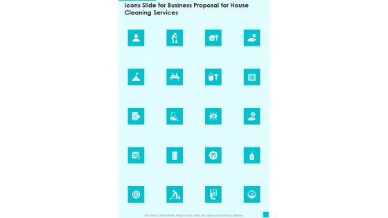 Icons Slide For Business Proposal For House Cleaning Services One Pager Sample Example Document
