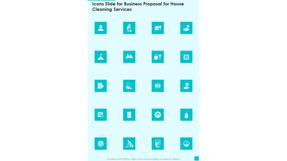 Icons Slide For Business Proposal For House Cleaning Services One Pager Sample Example Document Icons Slide For Business Proposal For House Cleaning Services One Pager Sample Example Document