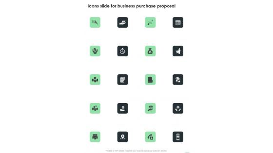 Icons Slide For Business Purchase Proposal One Pager Sample Example Document