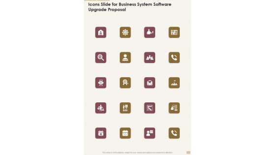 Icons Slide For Business System Software Upgrade Proposal One Pager Sample Example Document