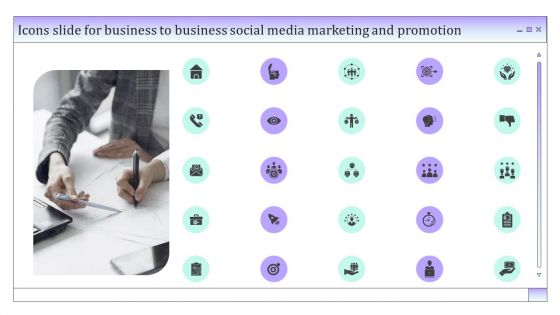 Icons Slide For Business To Business Social Media Marketing And Promotion Themes PDF